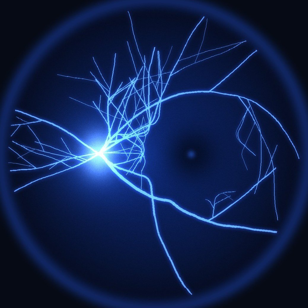 Retina com rede neural e vascular em azul